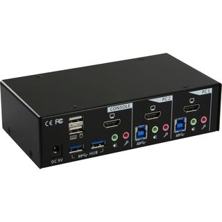 InLine KVM Desktop Switch, 2-fach, HDMI, USB 3.0 Hub, mit Audio