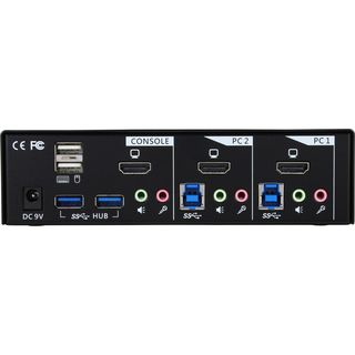 InLine KVM Desktop Switch, 2-fach, HDMI, USB 3.0 Hub, mit Audio