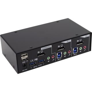 InLine KVM Desktop Switch, 2-fach, DisplayPort, USB 3.0 Hub, mit Audio