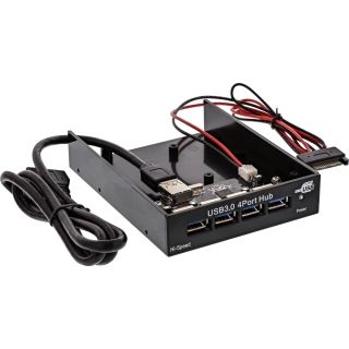 InLine USB 3.0 Hub, 4-fach fr den 8,89cm (3,5) Schacht, schwarz