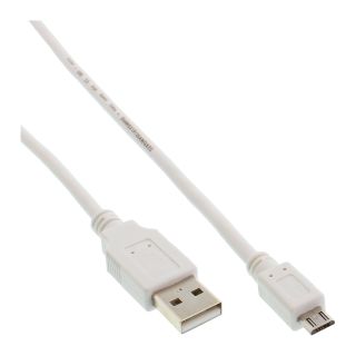 InLine Micro-USB 2.0 Kabel, USB-A Stecker an Micro-B Stecker, wei, 1m