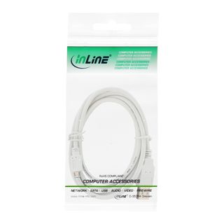 InLine Micro-USB 2.0 Kabel, USB-A Stecker an Micro-B Stecker, wei, 1m