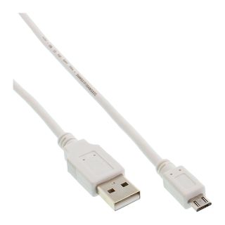 InLine Micro-USB 2.0 Kabel, USB-A Stecker an Micro-B Stecker, wei, 0,5m