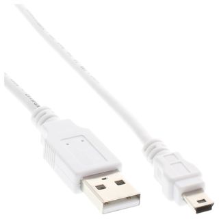 InLine USB 2.0 Mini-Kabel, USB A Stecker an Mini-B Stecker (5pol.), wei, 1m