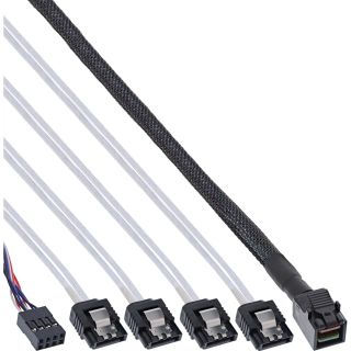 InLine Mini SAS HD Kabel, SFF-8643 zu 4x SATA + Sideband, 0,5m