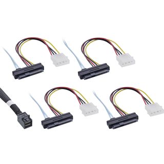 InLine Mini SAS HD Kabel, SFF-8643 zu 4x SFF-8482 (29-pol.) + Strom, 1m