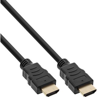 InLine HDMI Kabel, HDMI-High Speed mit Ethernet, Premium, Stecker / Stecker, schwarz / gold, 1m