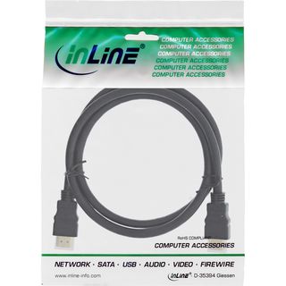 InLine HDMI Kabel, HDMI-High Speed mit Ethernet, Premium, Stecker / Stecker, schwarz / gold, 1m