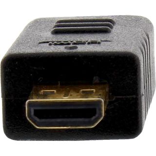 InLine HDMI Superslim Kabel A an D, HDMI-High Speed mit Ethernet, Premium, schwarz / gold, 1m