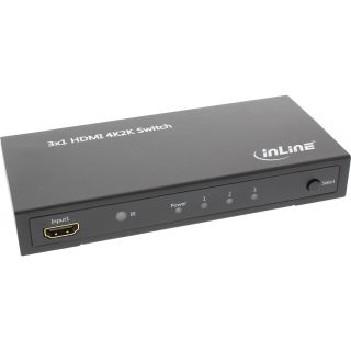 InLine HDMI Switch / Umschalter, 3 Eingnge auf 1 Ausgang, 4K2K, 3D, HD Audio