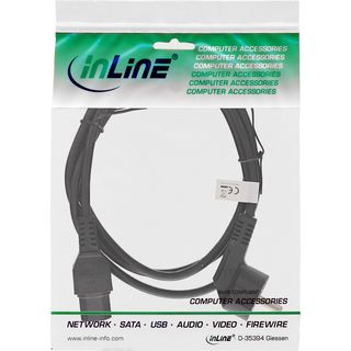 InLine Netzkabel, Schutzkontakt gewinkelt auf Warmgertestecker C15 gerade, schwarz, 1,8m