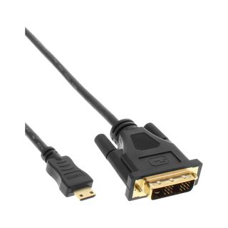 InLine Mini-HDMI zu DVI Kabel, HDMI Stecker C zu DVI 18+1, verg. Kontakte, schwarz, 1,5m