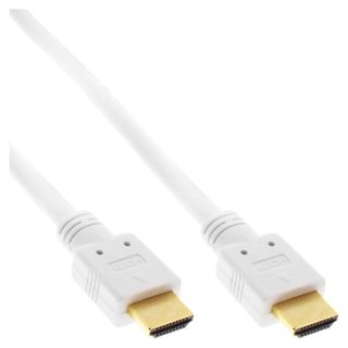 InLine HDMI Kabel, HDMI-High Speed mit Ethernet, Premium, Stecker / Stecker, wei / gold, 1m