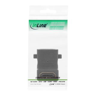 InLine HDMI Adapter zum Einbau mit Gewinde, HDMI A Buchse/Buchse, gewinkelt, 4K2K kompatibel, vergoldete Kontakte