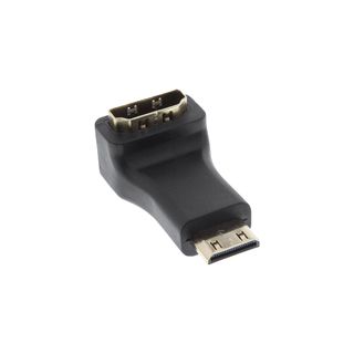 InLine HDMI Adapter, HDMI A Buchse auf Mini HDMI C Stecker, gewinkelt, 4K2K kompatibel, vergoldete Kontakte