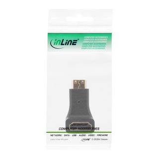 InLine HDMI Adapter, HDMI A Buchse auf Mini HDMI C Stecker, gewinkelt, 4K2K kompatibel, vergoldete Kontakte