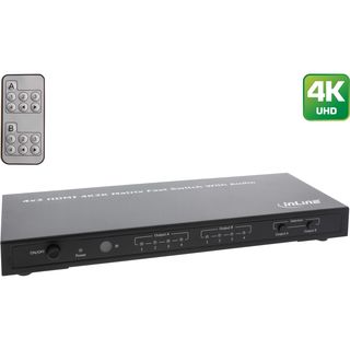 InLine HDMI Matrix Switch / Umschalter, 4K2K, 4 Eingnge auf 2 Ausgnge