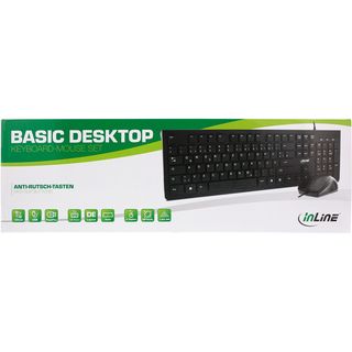 InLine Basic Desktop, Tastatur-Maus Set, USB-Kabel, Standard DE Layout, optisch 1200dpi, schwarz