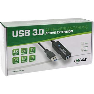 InLine USB 3.0 Aktiv-Verlngerung, Stecker A an Buchse A, schwarz, 20m