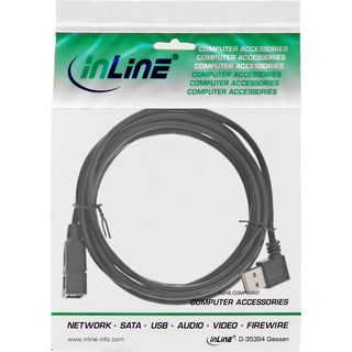 InLine Smart USB 2.0 Verlngerung gewinkelt, Stecker / Buchse, Typ A, schwarz, 2m