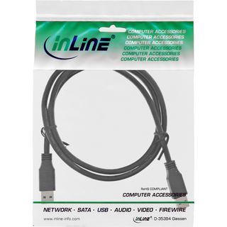 InLine USB 3.0 Kabel, A an A, schwarz, 1m
