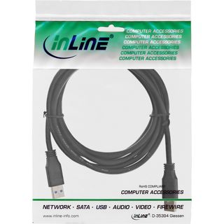 InLine USB 3.0 Kabel, A an A, schwarz, 2m