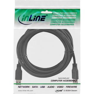InLine USB 3.0 Kabel, A an A, schwarz, 3m