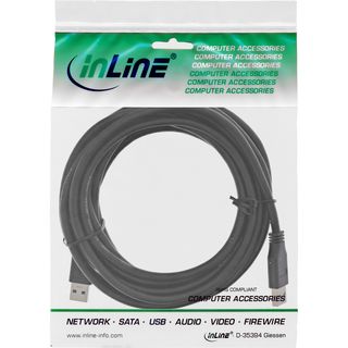 InLine USB 3.0 Kabel, A an A, schwarz, 5m