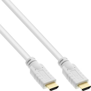 InLine HDMI Kabel, HDMI-High Speed mit Ethernet, Premium, 4K2K, Stecker / Stecker, wei / gold, 10m