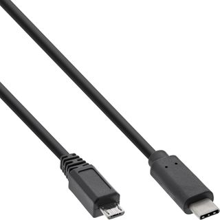 InLine USB 2.0 Kabel, Typ C Stecker an Micro-B Stecker, schwarz, 0,5m