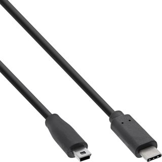 InLine USB 2.0 Kabel, Typ C Stecker an Mini-B Stecker (5pol.), schwarz, 1m