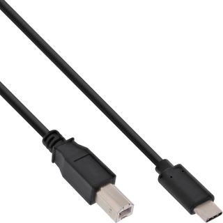 InLine USB 2.0 Kabel, Typ C Stecker an B Stecker, schwarz, 2m