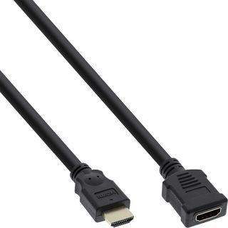 InLine HDMI Verlngerung, HDMI-High Speed, Stecker / Buchse, schwarz, vergoldete Kontakte, 2m