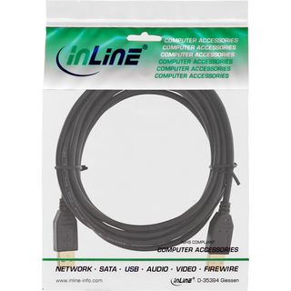 InLine USB 2.0 Kabel, A an A, schwarz, Kontakte gold, 3m