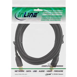 InLine USB 2.0 Kabel, A an A, schwarz, Kontakte gold, 5m