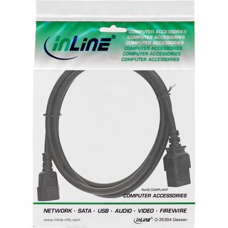 InLine Netz Adapterkabel, IEC-60320 C14 auf C19, 3x1,5mm, max. 10A, schwarz, 1m
