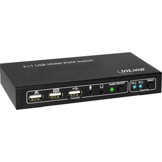 InLine KVM Desktop Switch, 2-fach, HDMI 4K2K, USB 2.0 Hub, mit Audio