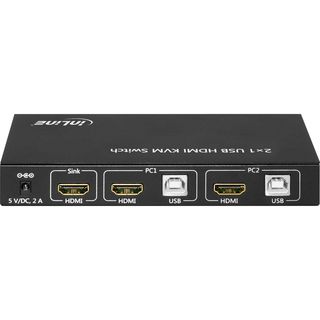 InLine KVM Desktop Switch, 2-fach, HDMI 4K2K, USB 2.0 Hub, mit Audio