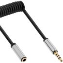 InLine Slim Audio Spiralkabel Klinke 3,5mm ST/BU,...