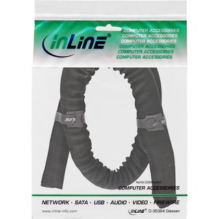 InLine Kabelkanal, Geflechtschlauch mit Polyestergewebemantel, selbstverschlieend in schwarz, 25mm Durchmesser , 1m