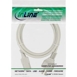 InLine Netzkabel, Schutzkontakt gerade auf Kaltgertestecker C13, 1,0m, grau