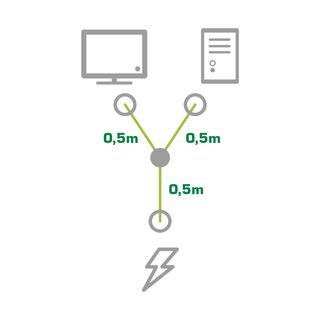 InLine Netz-Y-Kabel, 1x Schutzkontaktstecker zu 2x Kaltgertestecker, 1m