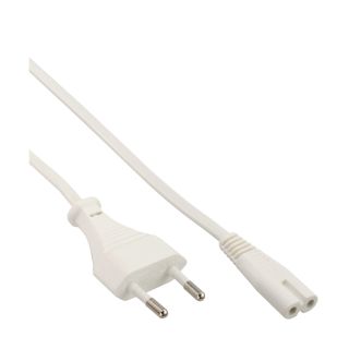 InLine® Netzkabel, Netzstecker auf Euro 8 C7 Stecker, weiß, 5,0m