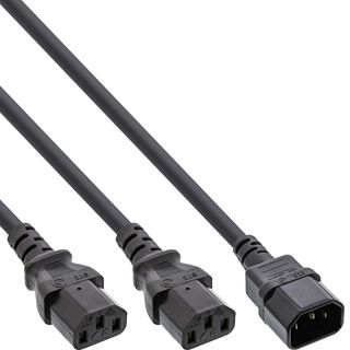 InLine Netz-Y-Kabel, Kaltgerte, 1x IEC-C14 auf 2x IEC-C13, 3m