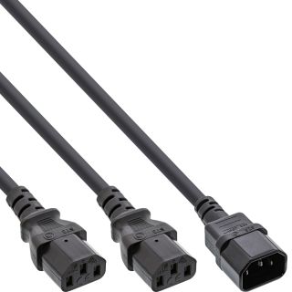 InLine Netz-Y-Kabel, Kaltgerte, 1x IEC-C14 auf 2x IEC-C13, 5m