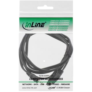 InLine Klinken Y-Kabel, 3,5mm Klinke Stecker an 2x 3,5mm Klinke Buchse, Stereo, 2m