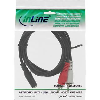 InLine Cinch/Klinke Kabel, 2x Cinch Stecker an 3,5mm Klinke Buchse, 2m
