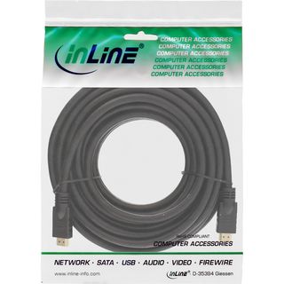 InLine HDMI Kabel, HDMI-High Speed mit Ethernet, Premium, Stecker / Stecker, schwarz / gold, 7,5m