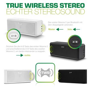 InLine WOOME 2 - True Wireless Stereo TWS Bluetooth Lautsprechern NFC aptX, schwarz