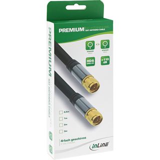 InLine Premium SAT-Anschlusskabel, 4x geschirmt, 2x F-Stecker, >110dB, schwarz, 0,5m
